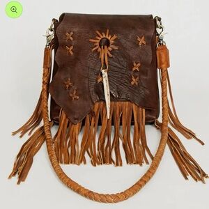 American Darling Dark Brown Leather Crossbody with Fringe